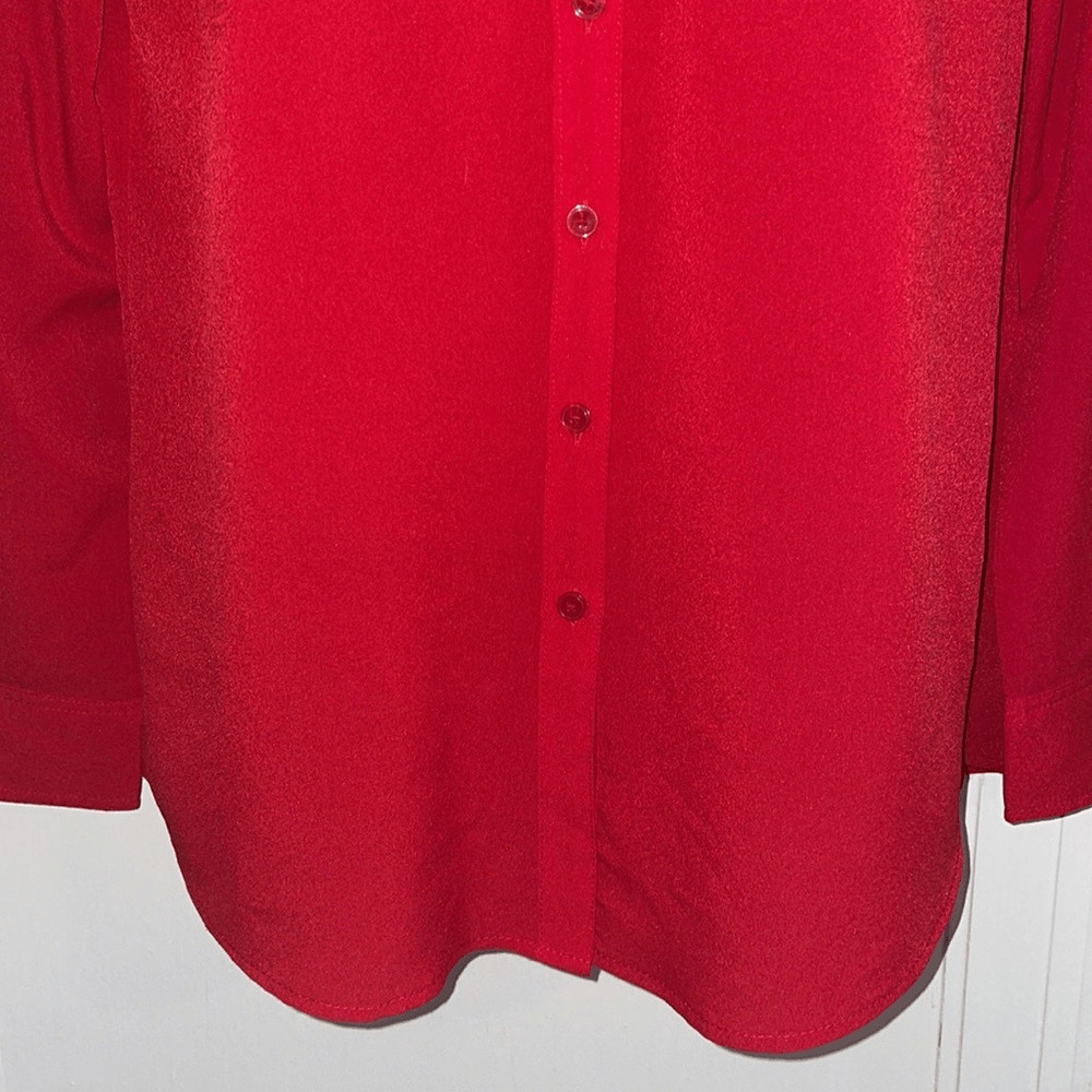 Talbots red polyester long sleeved button down sh… - image 4