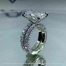 4Ct Radiant Lab Created Diamond Engagement Bridal Ring Set 14k White Gold Plate