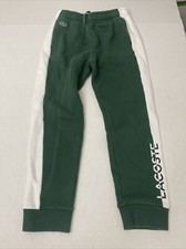 Lacoste Boys Colorblock Stripe Sweatpants Size 8 Green White Cc5