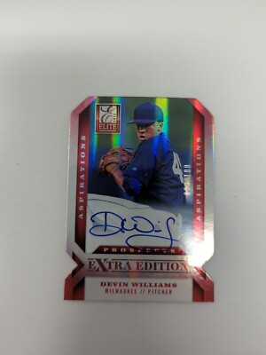 2013 Elite Extra Edition DEVIN WILLIAMS Auto Die-Cut Aspirations 96/100 Brewers