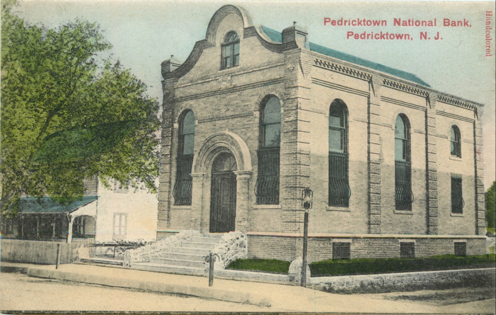 A HandColored View Of The Pedricktown National Bank, Pedricktown New