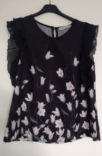 RINASCIMENTO canotta maglia nera a fiori_tg.S_blusa senza maniche_top elegante