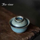 Kiln Change Coarse Pottery Tea Tureen Handmade Gaiwan Ceramic Kung Fu Tea Set
