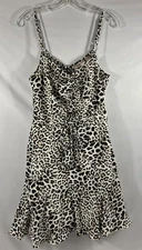 Willow & Root Women’s Size M Animal Print Dress Ruched Lined Tulip Hem NWOT