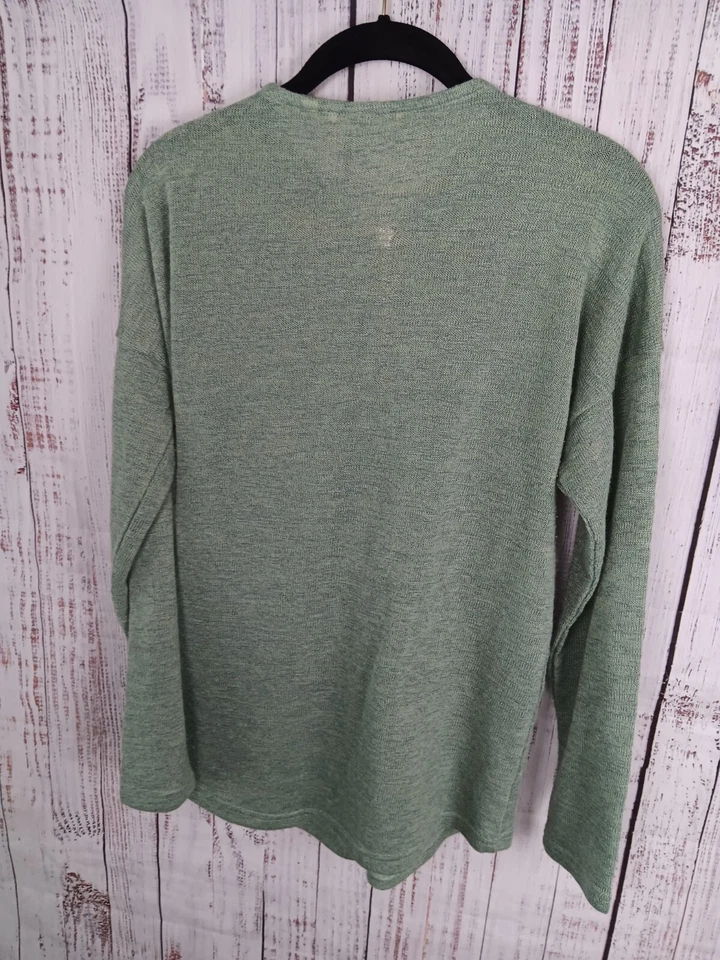 Suéter Soft Surroundings Para Mujer’s M Verde Salvia Valentina Cremallera Tejido Ligero Foto 2 de 4