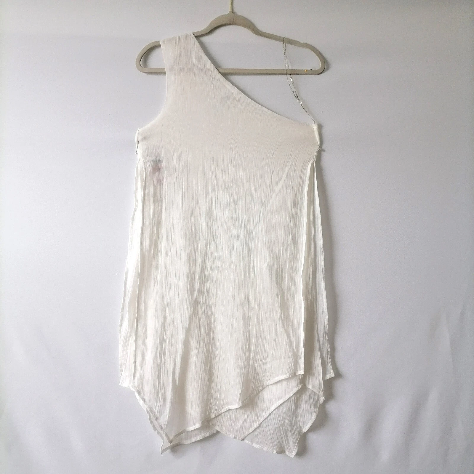 Mini abito donna Michael Michael Kors bianco monospalla popeline nuovo con etichetta taglia XS