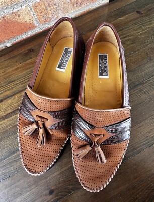 ADOLFO MEN’S Dress Shoes Loafers Brown Leather Tassels Hand Made In Italy 11 Adolfo | Shoes | Mens Adolfo Made In Italy Cognac Leather  main image 4