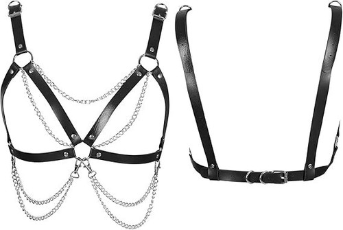 Women Harness Bra Leather Top Waist Cage Breast Hollow Out Belt Punk - Picture 2 of 5