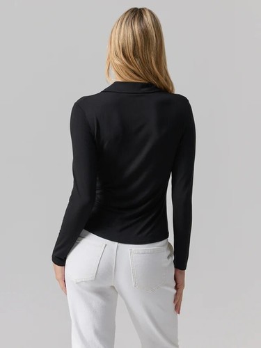 Sanctuary Ladies Dreamgirl Knit Button Up Top Black - Picture 2 of 2