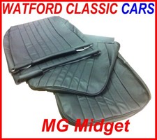 Mg Midget Sprite Pair Of Seat Covers 1970 - 1981 Leather Look All Black