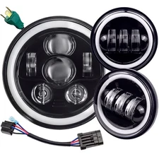 Eagle Lights 7" Black Gen 3 LED Headlight Spot Light Kit 14-23 Harley Touring