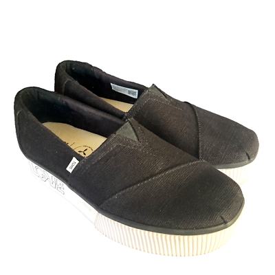 RARE TOMS Women’s Alpargata Boardwalk Platform Slip On Shoes Give Love  EUC