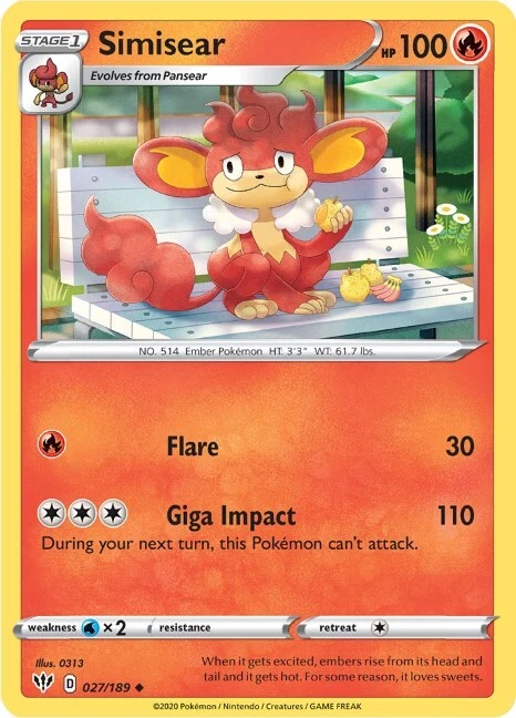 Simisear 027/189 Swsh03: Darkness Ablaze