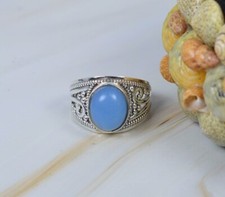 Blue Chalcedony Gemstone Ring-925Sterling Silver-Elegant Ring Designer Ring-Gift