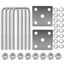 Square U Bolt Kit for Boat Trailer Axle Leaf Springs for 2X2 Axle - 5 1/4" Long,