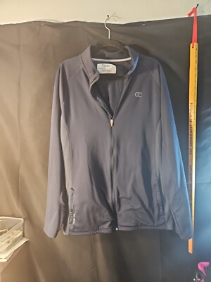 Champion Jacket Sweatshirt Sweater Blue Gray Full Zip 2XL XXL Power train @V