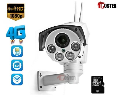 1080P 3G 4G SIM Card Wifi HD Bullet PTZ Camera Wireless 10X Zoom Auto