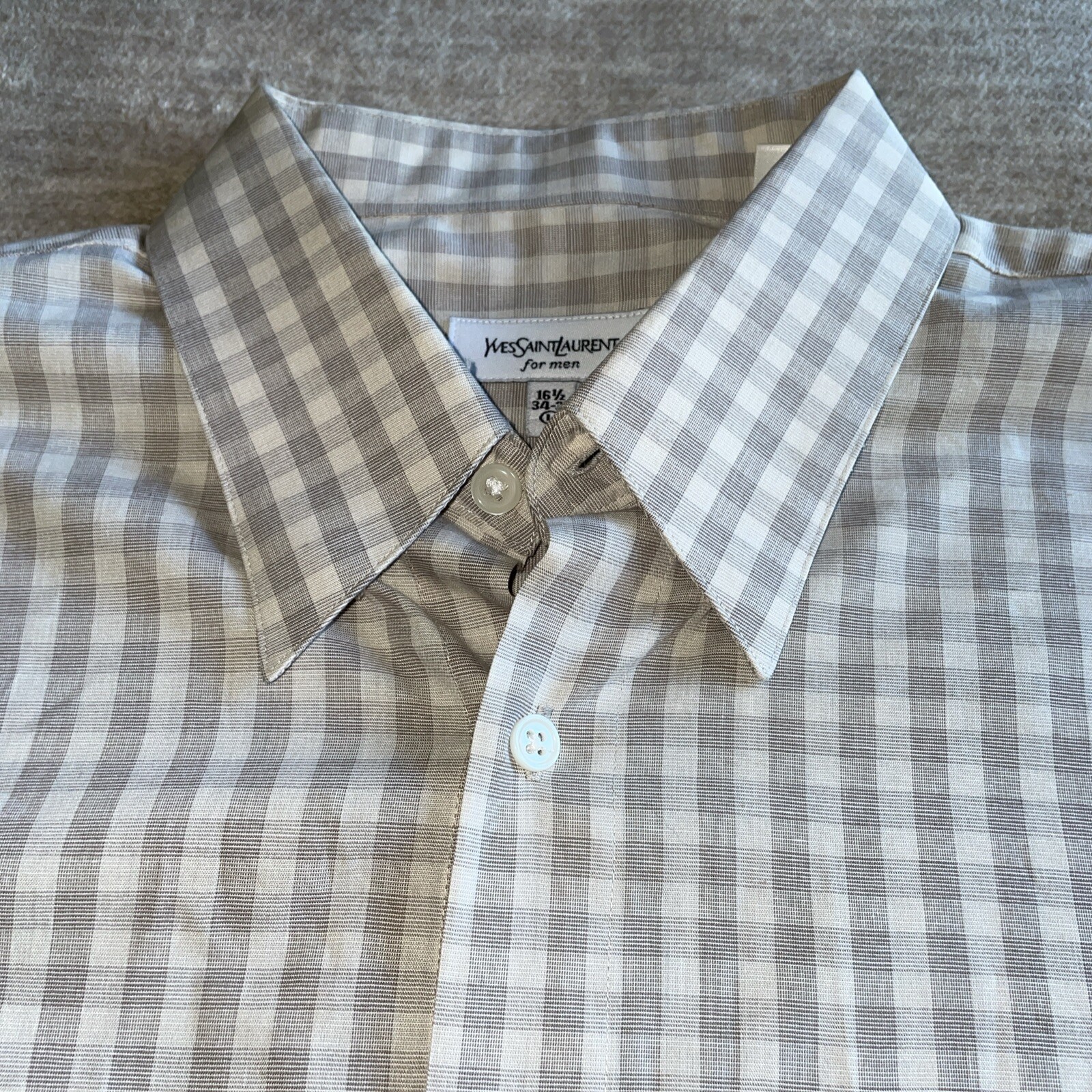Camicia elegante uomo YSL Yves Saint Laurent a quadri con bottoni taglia L