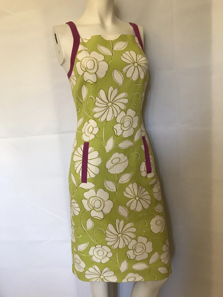 Chaqueta de Vestido Douglas Hannant 2 Piezas Verde Algodón Malva Gamuza Borde Forro de Seda Talla 4 Foto 2 de 4