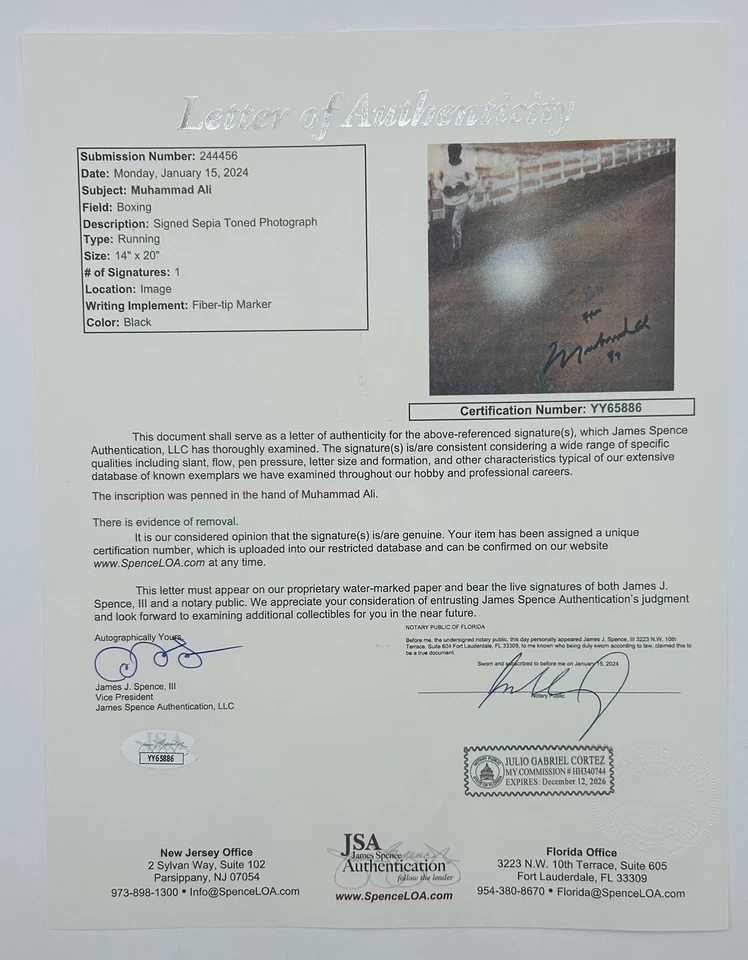 Muhammad Ali Signed 10x20 Photo Autographed Boxing Champion GOAT JSA LOA READ - Image 4 of 4