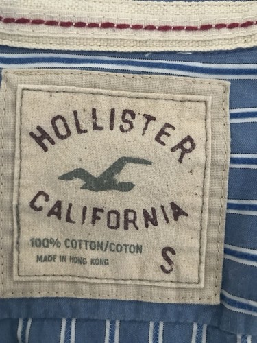 Hollister California Blue stripe mens shirt Size Small - Picture 8 of 11