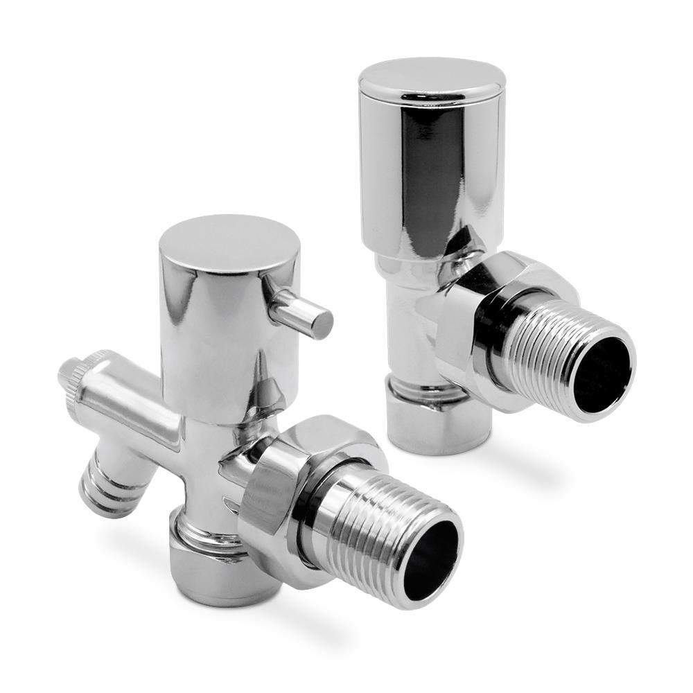 Radiators Towel Rails Valves Chrome Lockshield Angled & Drain Off Set for