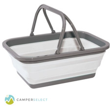 Collapsible Shopping Basket – White/Grey