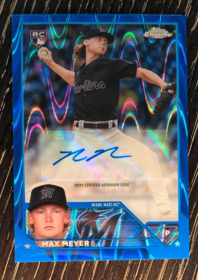 2023 Topps Chrome Max Meyer Blue Raywave Refractor Rookie Auto RC /150 #AC-MME