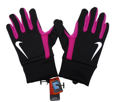 Nike Women's Thermal Touch Screen Warm Gloves Womens Small Black/Vivid Pink
