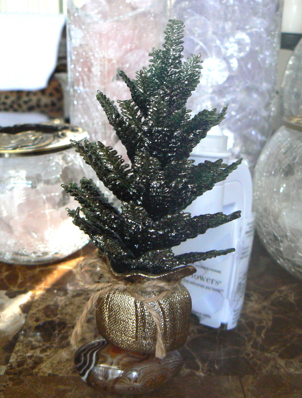 NEW Potted Pine Wallflower Plug-In Bath & Body Works Christmas Tree in Gold Sack-image