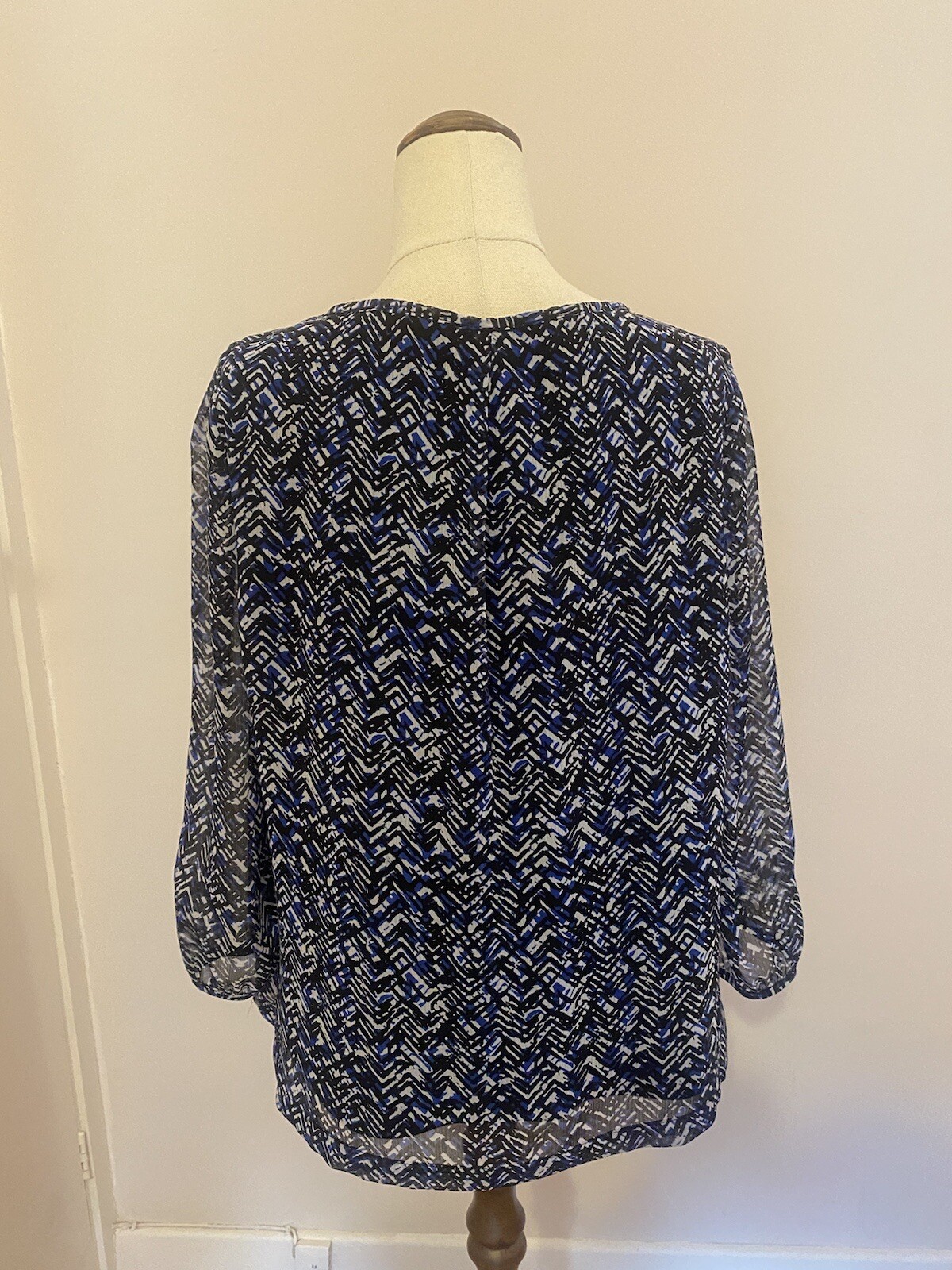 Regatta myer womens blue blouse top lined polyester 3/4 sleeve size 12