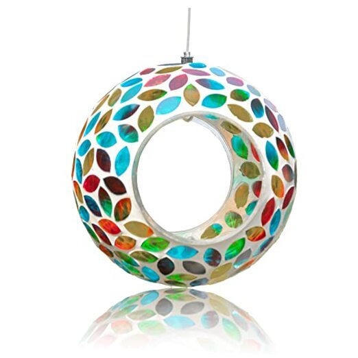 Bird Feeder - Hanging Mosaic Glass Bird Feeder, Fly Through Bird Glass Mosaic