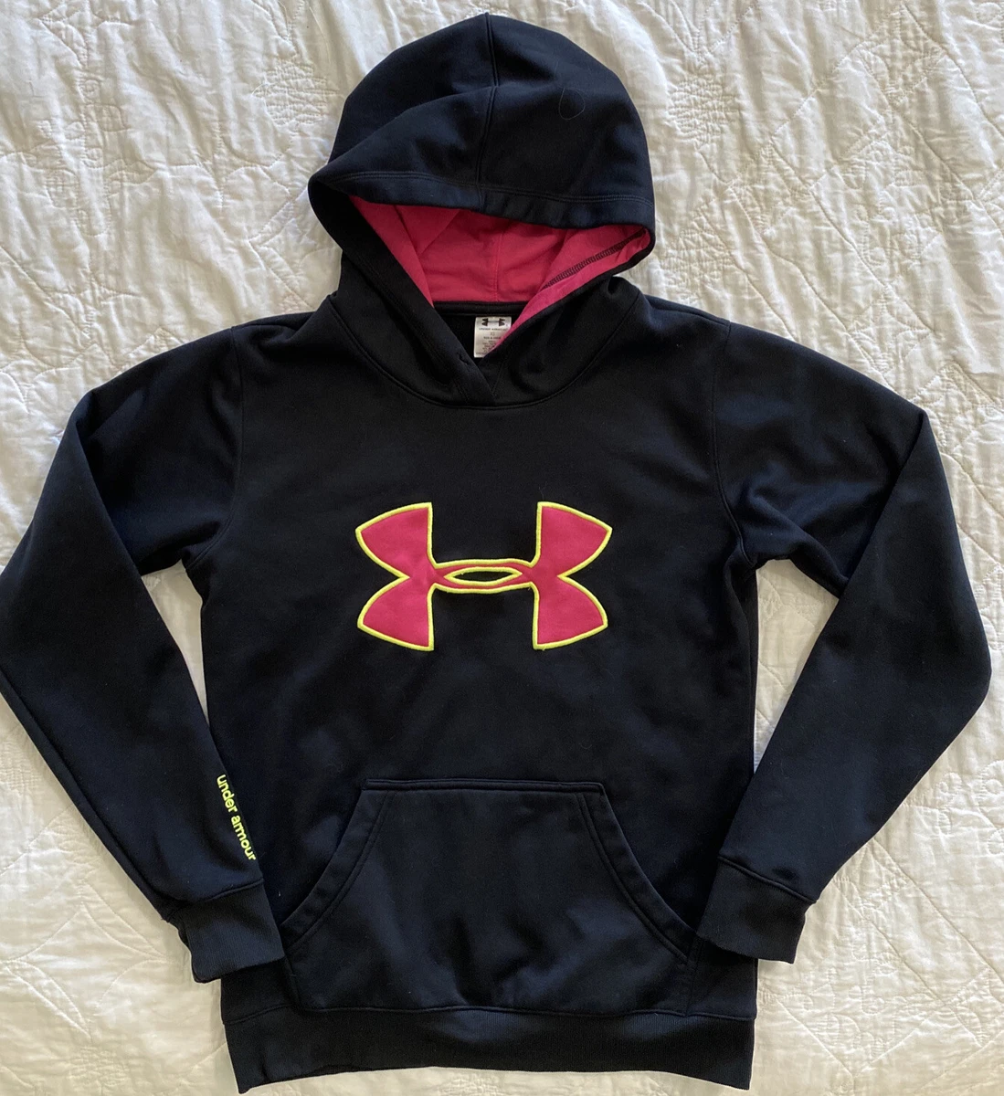 Under armour black hoodie with hotsell pink logo