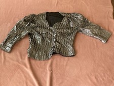 Vintage Handmade 80's/90's Disco Style Jacket Silver and Black Shiny