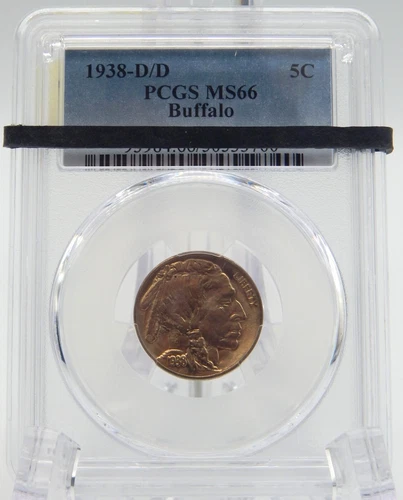 1938-D/D 5C  Buffalo Nickel Five Cent PCGS GRADED MS66  (BT409)