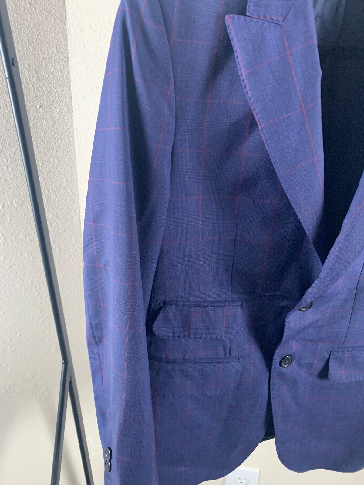 Massimo Dutti Jacket Coat Blazer Women's Size EU46 USA 12  Wool Blend Blue plaid thumbnail 2