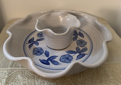 Robert Fishman Pottery RFP RI Hand Thrown Painted Floral Stoneware Dish & Bowl