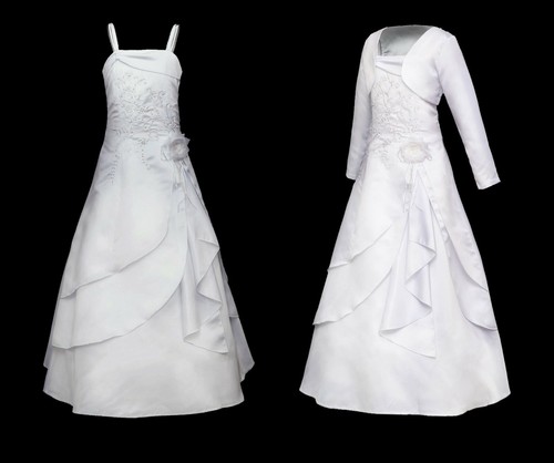 Kommunionkleid +/- Bolero Gr. 128 - 158 - XL Kommuniosnkleid Kommunion neu  LUX | eBay