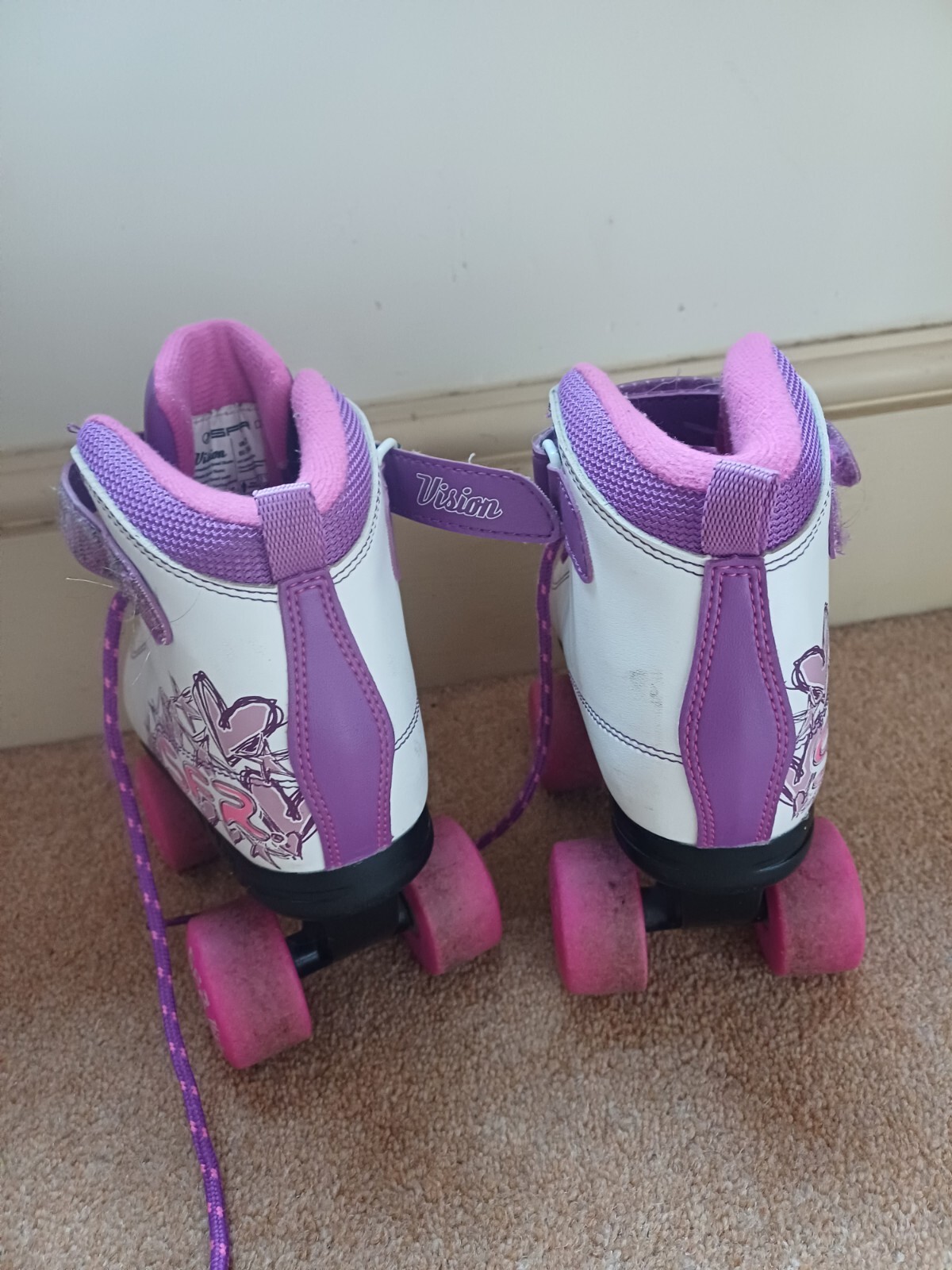 Girls SFR Vision II Roller Skates Size 2 Pink Purple White eBay