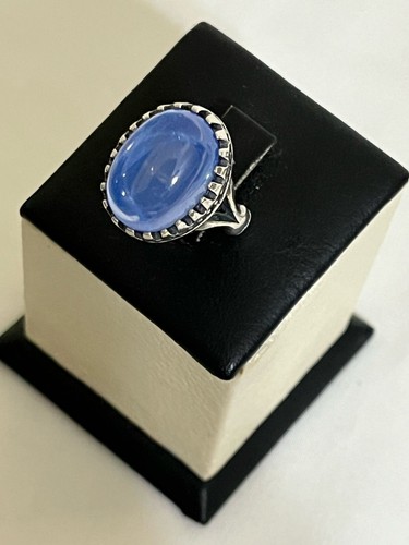 Men Silver 925 Ring Signet Blue Ruby Star Luxury Gift خاتم ياقوت نجمي ازرق نادر - Picture 6 of 14