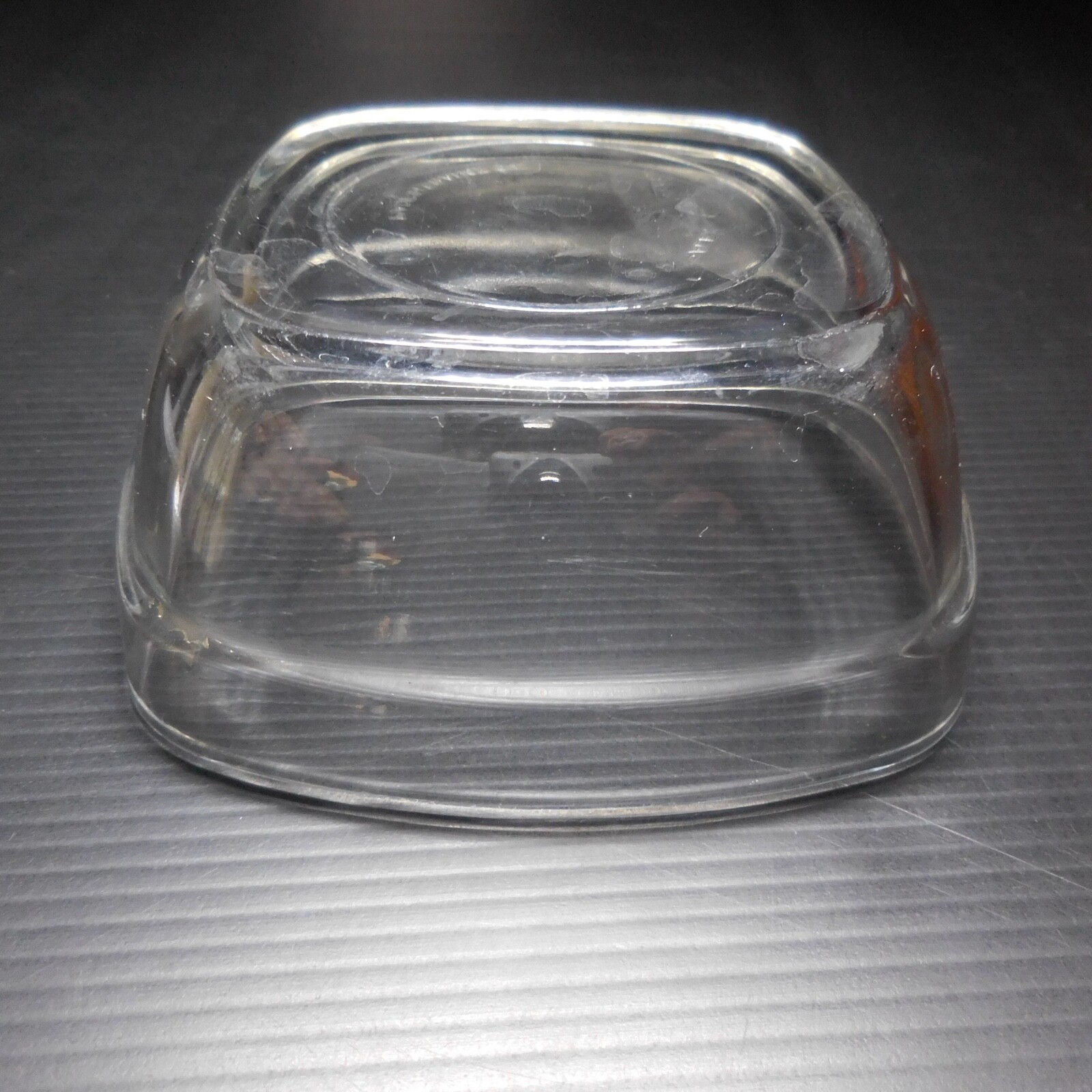 N9673 Duralex France Clear White Glass Art Deco Table Catchall