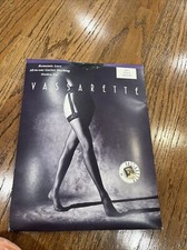 Vassarette Romantic Lace All In One Garter Stockings Shadow Toe Black 9077 M.