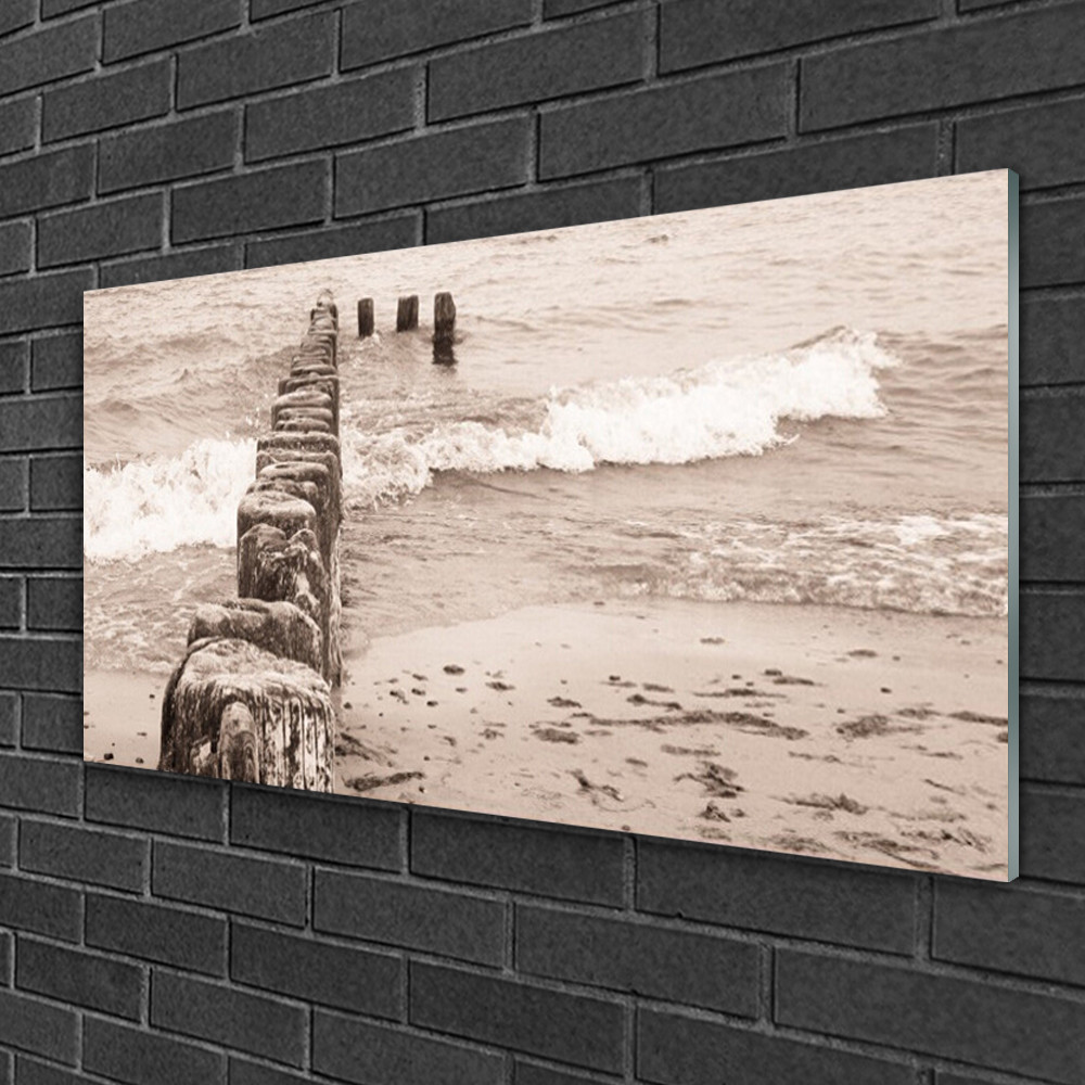 Tableau sur verre acrylique haut de gamme paysage mer et architecture contemporaine