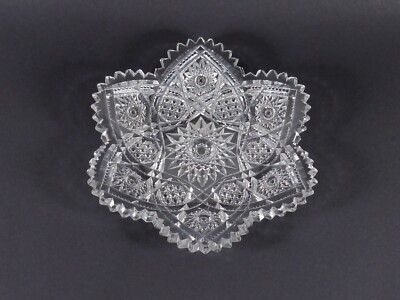 Vintage American Brillant Style Cut Glas Kristall Schale Astray 188 mm Durchmesser