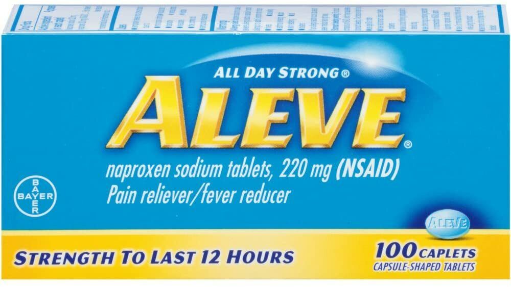 Aleve Pain Reliever 12HR Strength 100ct Caplets EXP 01/2023 DAMAGE BOX
