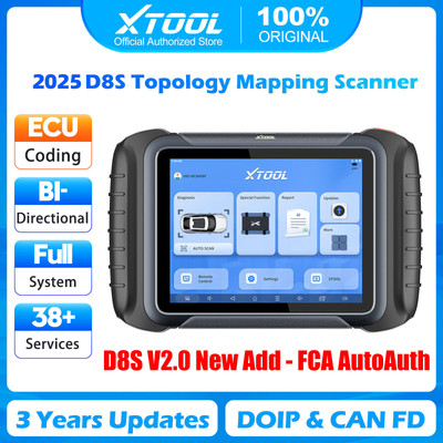 2025 XTOOL D8S V2.0 Auto Full System Diagnositc Scan Tool E.CU Coding Topo Map