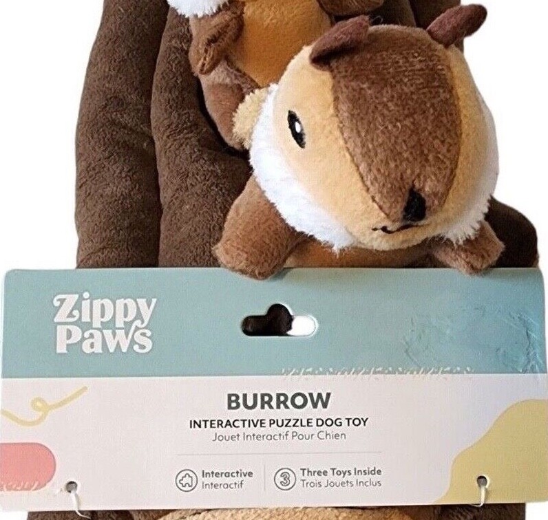 Zippy Paws Burrow (3) Plush Squeaky Squirrels  In a Tree Trunk Puppy/Dog Toy NWT