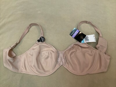 Bali Bra 40C Beige Underwire Satin Tracings Minimizer Nwt