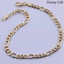 Women Gold filled 5mm Gold Figaro Link Chain Anklet Bracelet 9.5" Allergy Free