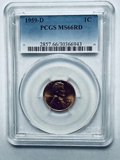 1959-D Lincoln Memorial Reverse Cent PCGS MS66RD